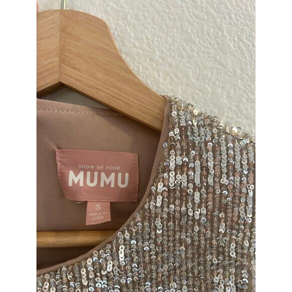 Show Me Your Mumu Zelda Mini Dress in Platinum Sequins S - Picture 6 of 7